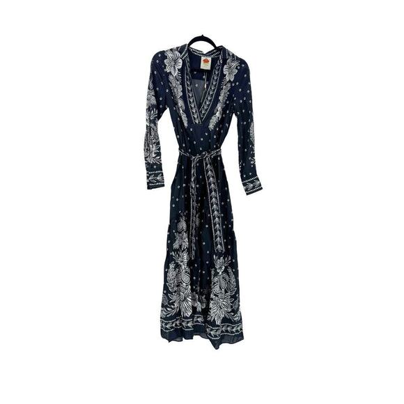 FARM Rio Paisley Print Bloom Maxi Dress Long Sleeves Black/Gray Size XS NWT - Picture 13 of 13